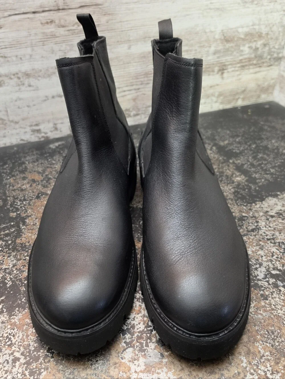 Mens Hush Puppies Chelsea Boots Sz 11.5 Wide Black Leather VGC Pull On